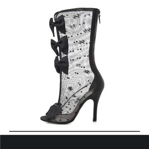 Mesh Grosgrain Bow Peep Toe
Mid Calf Boots 6 new with box